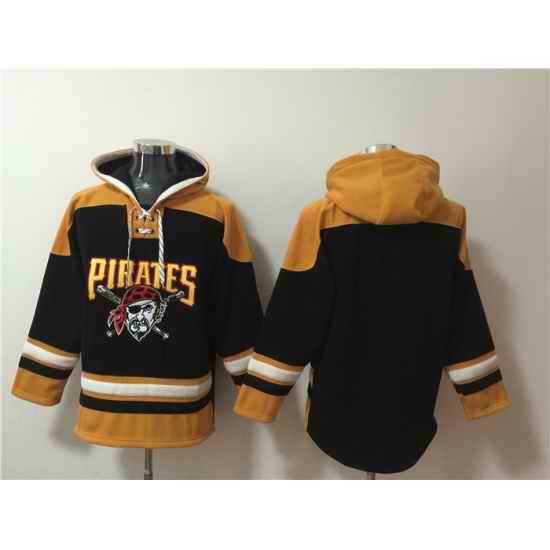 Men Pittsburgh Pirates Blank Ageless Must Have Lace Up Pullover Hoodie